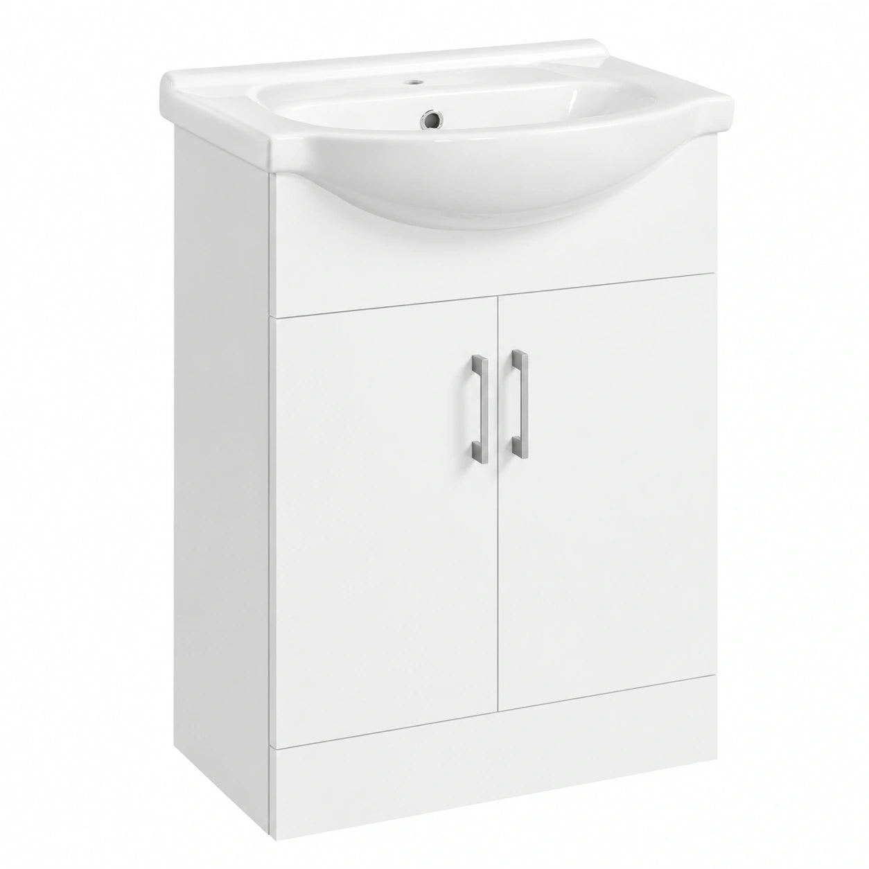 Set Mobile Bagno Moderno con Lavabo in Ceramica e Armadietto a Terra, 61 x 43,5 x 84 cm, Bianco
