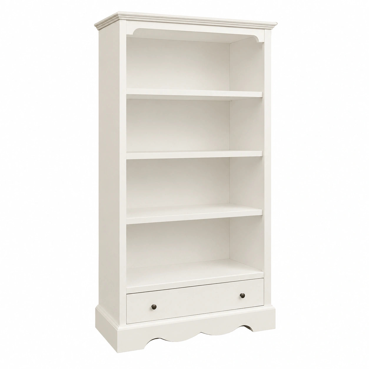 Libreria in Legno Stile Classico con 4 Ripiani e Anta - 94x36x189 cm - Realizzata in Italia