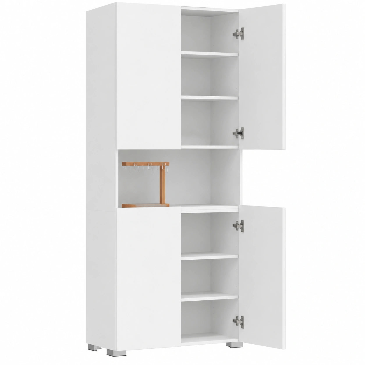 HOMCOM Credenza Cucina Alta 180 cm con Ripiani e Ante Moderni, Mobile Dispensa Bianco per Sala da Pranzo