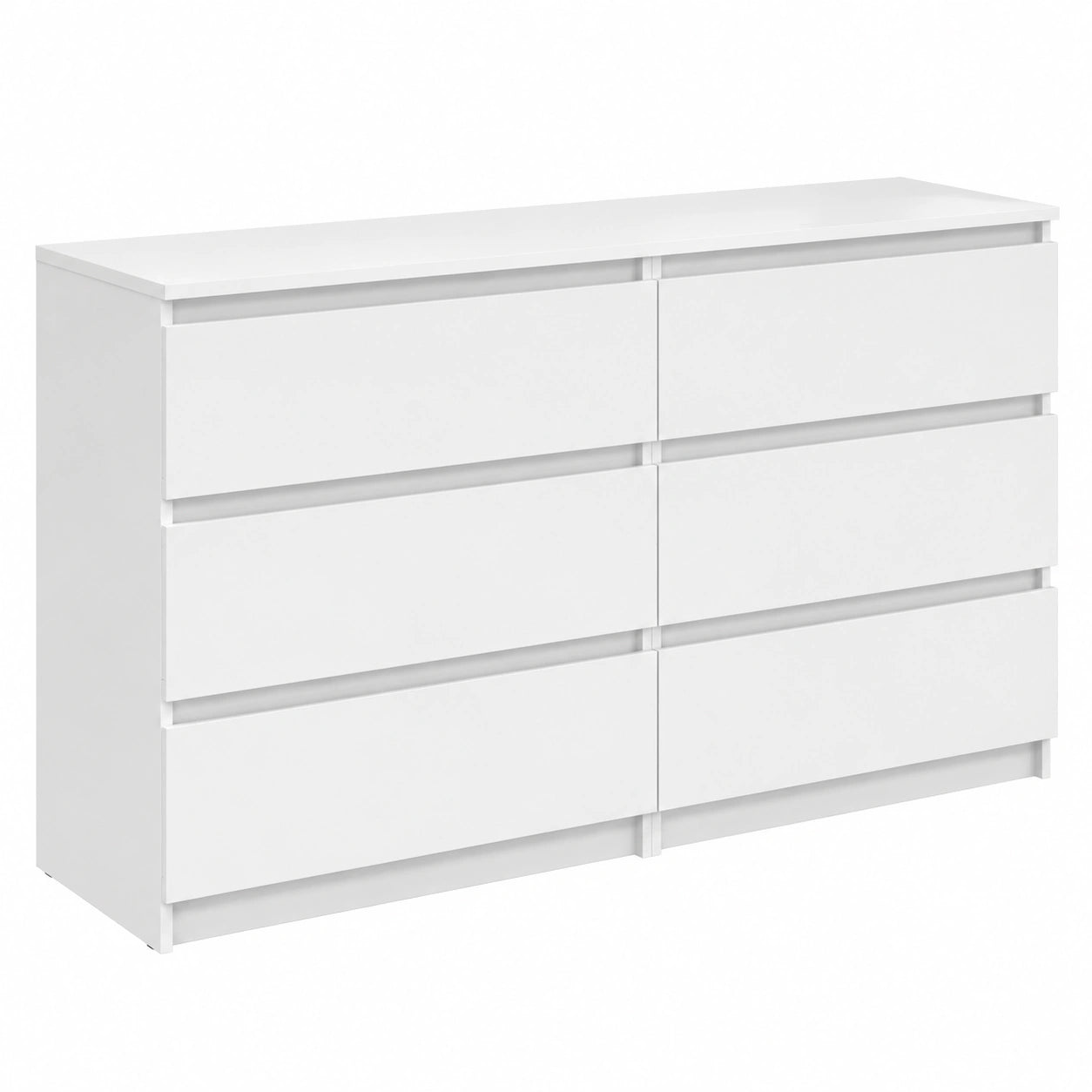 Cassettiera Moderna 6 Cassetti Bianco per Camera e Soggiorno 30x75x120 cm