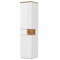 Armadio da Bagno Vicco Eden Bianco Lucido con Ripiani Regolabili, 2 Ante e Cassetto, 40x184.2 cm