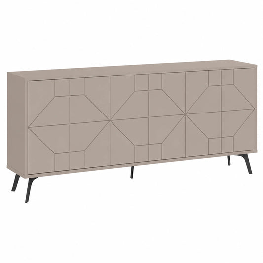 Credenza Moderna in Legno con 6 Ante, Struttura Solida per Casa e Ufficio, 184 x 35 x 77.4 cm, Colore Tortora