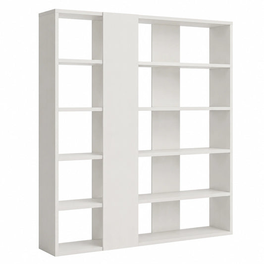 Biblioteca Moderna Rachele in Bianco Frassino, Made in Italy, per Soggiorno e Ufficio