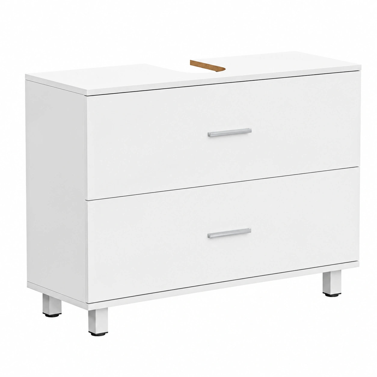 Mobile Sottolavabo Salvaspazio con 2 Cassetti e Intaglio a U per Lavabi Sospesi, 80x30x60 cm, Bianco
