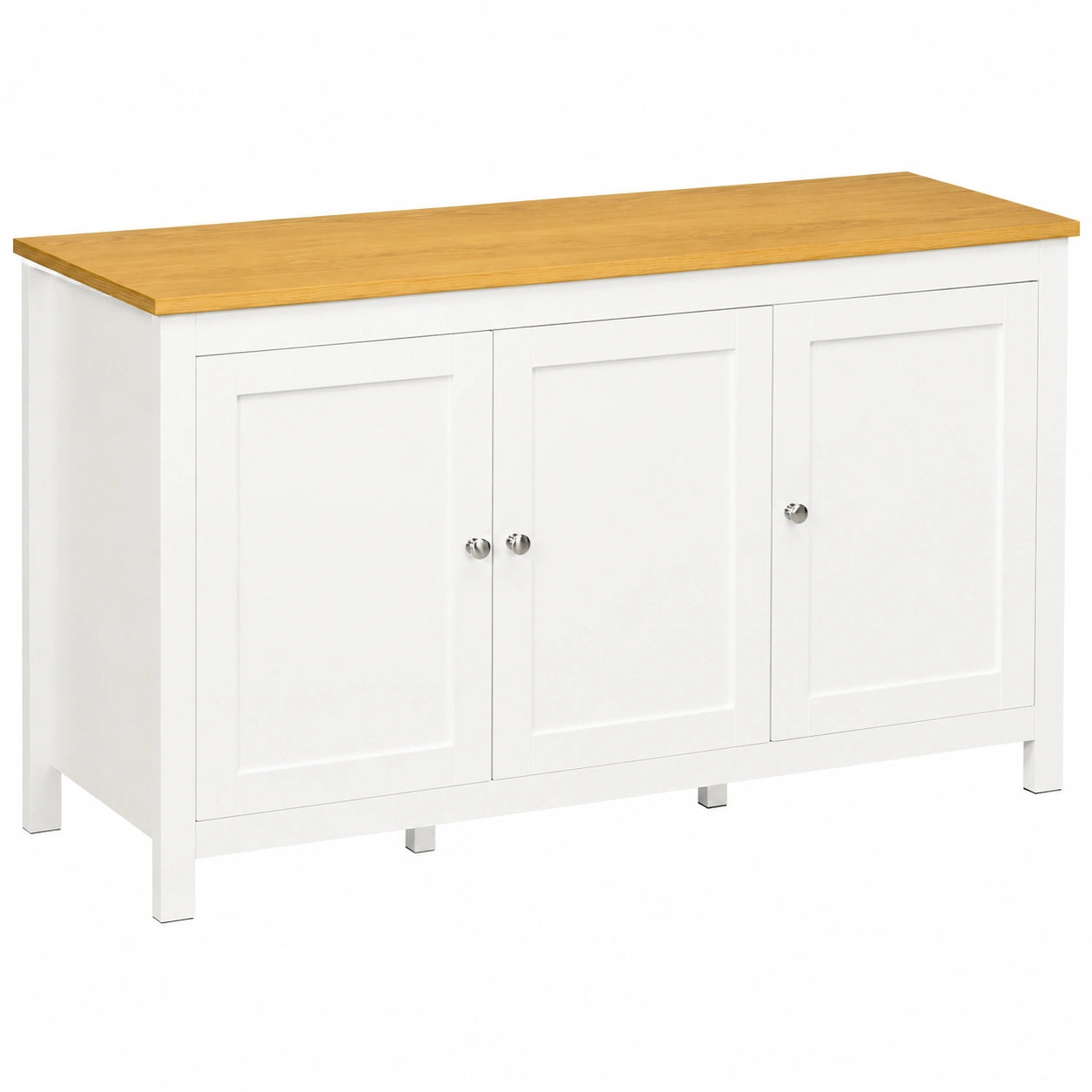 Credenza Moderna con 3 Ante e Ripiano Regolabile per Cucina e Soggiorno, 120x40x70 cm, Colore Bianco e Legno