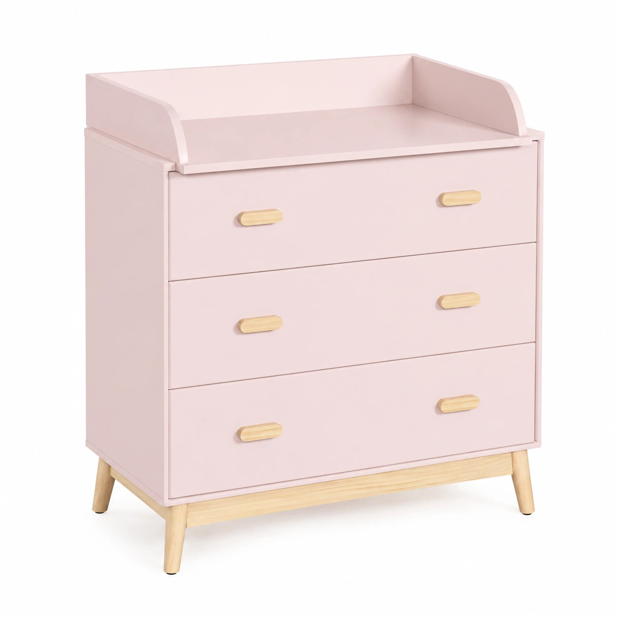 Cassettiera con Fasciatoio per Bambini, Rosa e Marrone, Salvaspazio in MDF e Pino - 100x80x42 cm