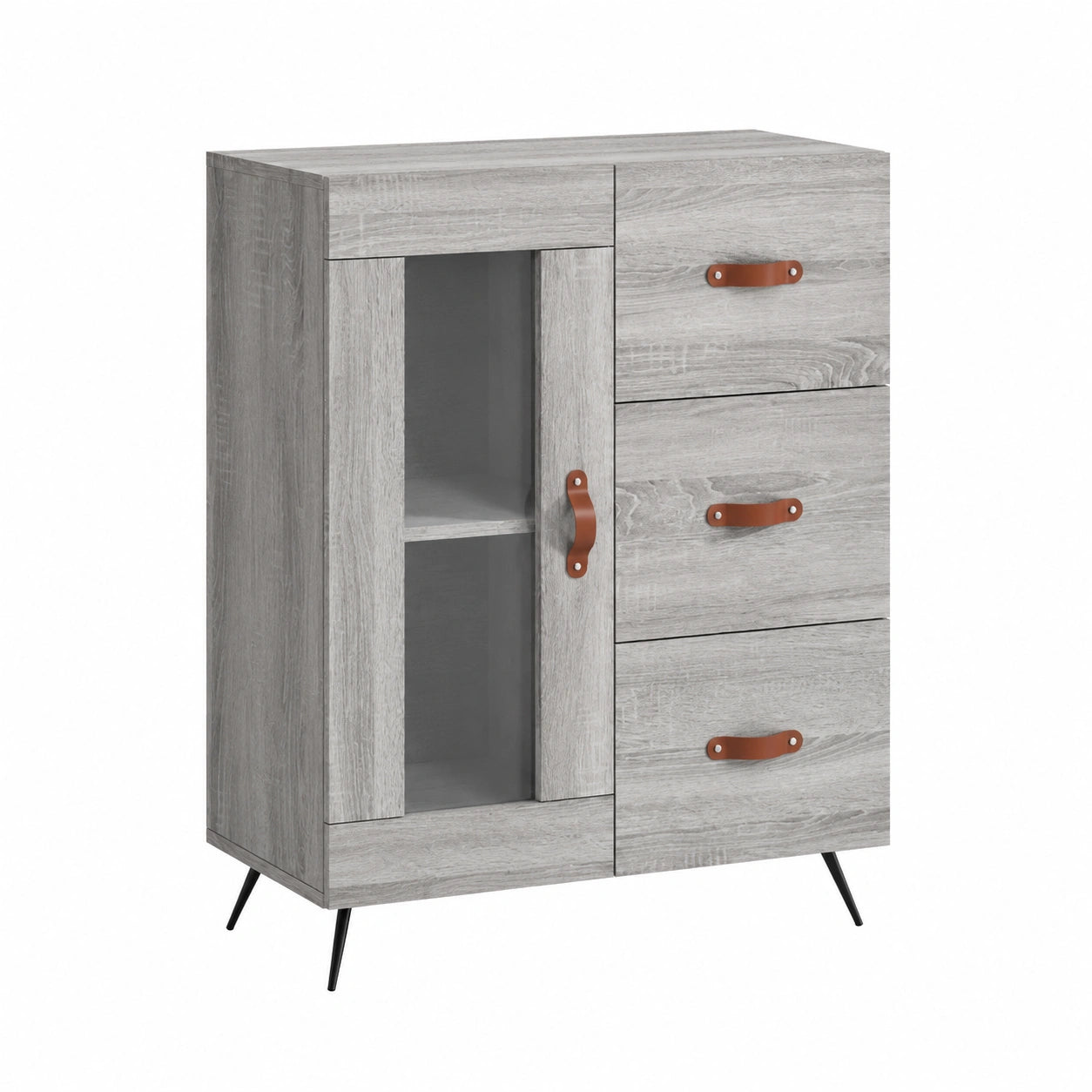 Credenza Multistrato Moderna in Grigio Sonoma per Soggiorno e Camera 69,5x34x90 cm