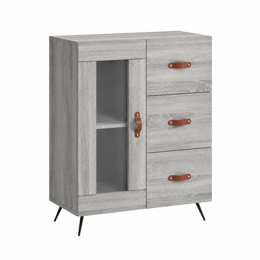 Credenza Multistrato Moderna in Grigio Sonoma per Soggiorno e Camera 69,5x34x90 cm