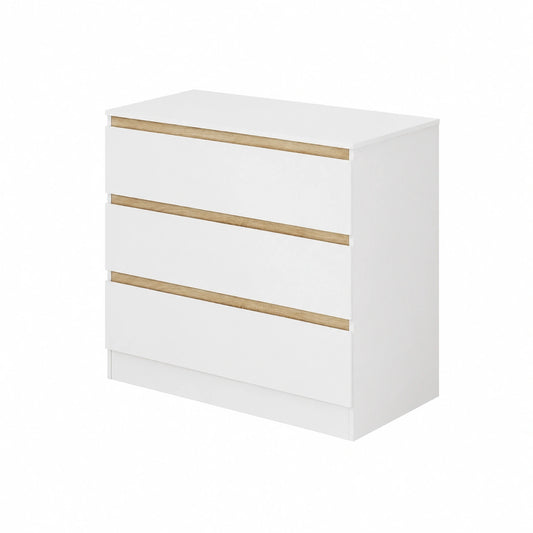 WOLTU Comò con Fasciatoio, Spazioso e Ergonomico, 3 Cassetti, Armadio per Bambini, Bianco e Rovere, 80x48x78cm