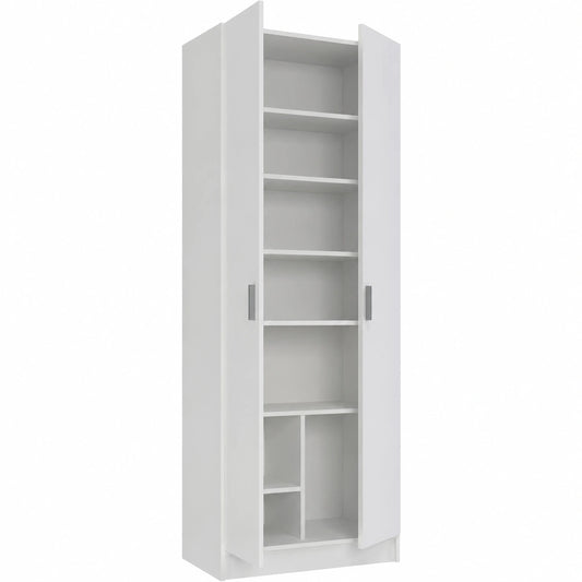 Dmora - Armadio Portaoggetti Moderno 2 Ante, Scarpiera Verticale Componibile, 59x37x180 cm, Colore Bianco