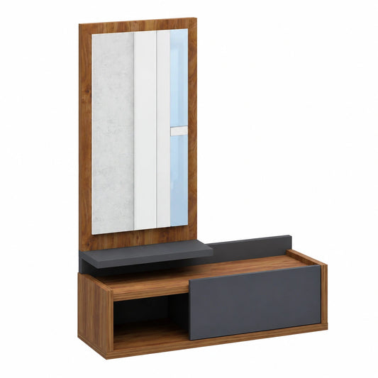 Homidea Maya Consolle da Ingresso Moderna con Specchio, Cassetto e Mensola in Noce/Antracite