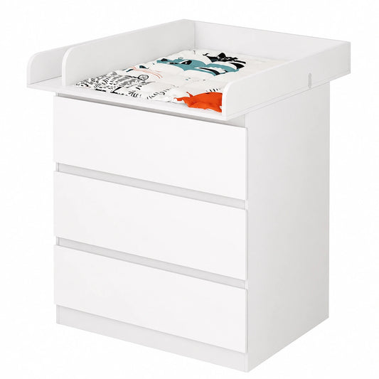 Fasciatoio per Bambini con 3 Cassetti WOLTU, Design Moderna in MDF e Metallo, Bianco