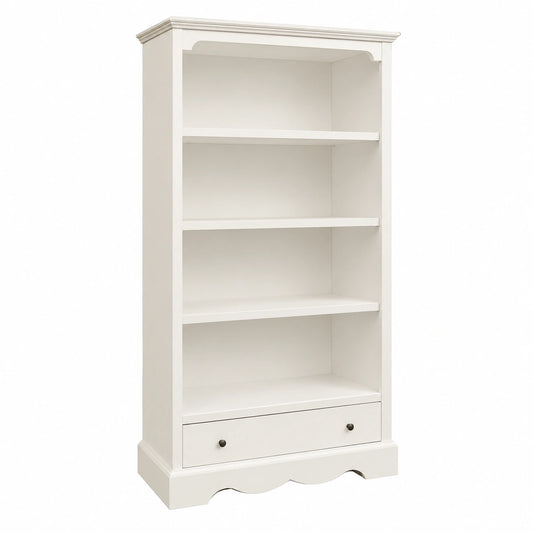 Libreria in Legno Stile Classico con 4 Ripiani e Anta - 94x36x189 cm - Realizzata in Italia