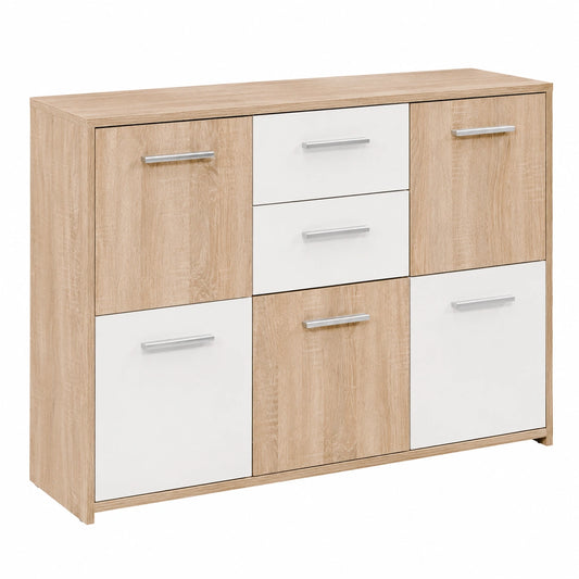 Dmora Credenza Moderna con 5 Ante e 2 Cassetti, 77x115x30 cm