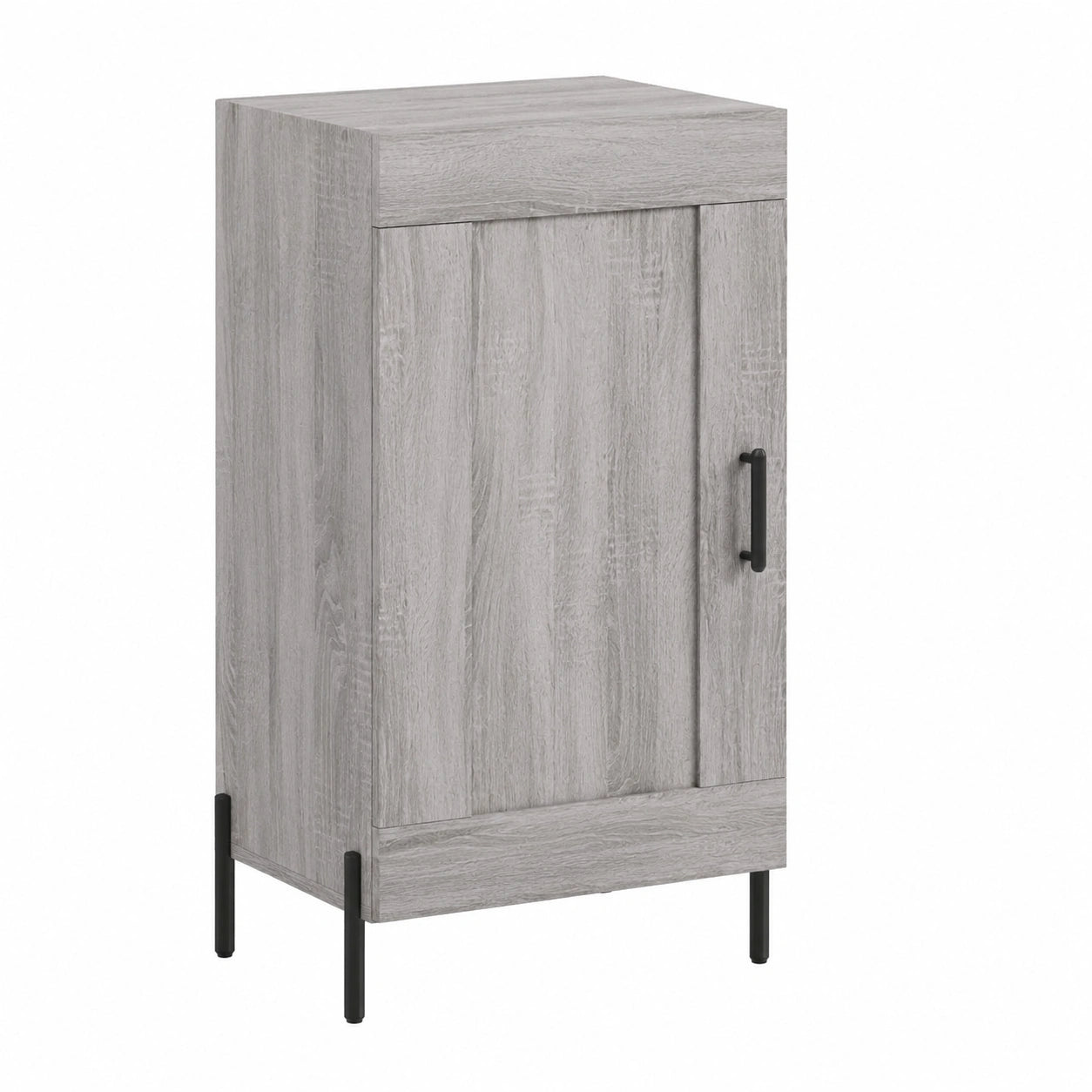 Mobiletto Moderno in Legno Multistrato Sonoma Grigio con 3 Ripiani, per Soggiorno e Ingresso, Gambe in Metallo, Design Italiano