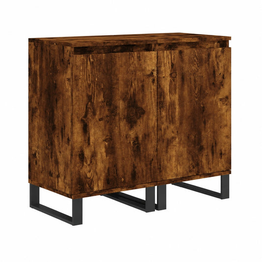 Coppia di Credenze Moderne in Rovere Fumo 40x35x70 cm, Design Italiano per Soggiorno e Camera