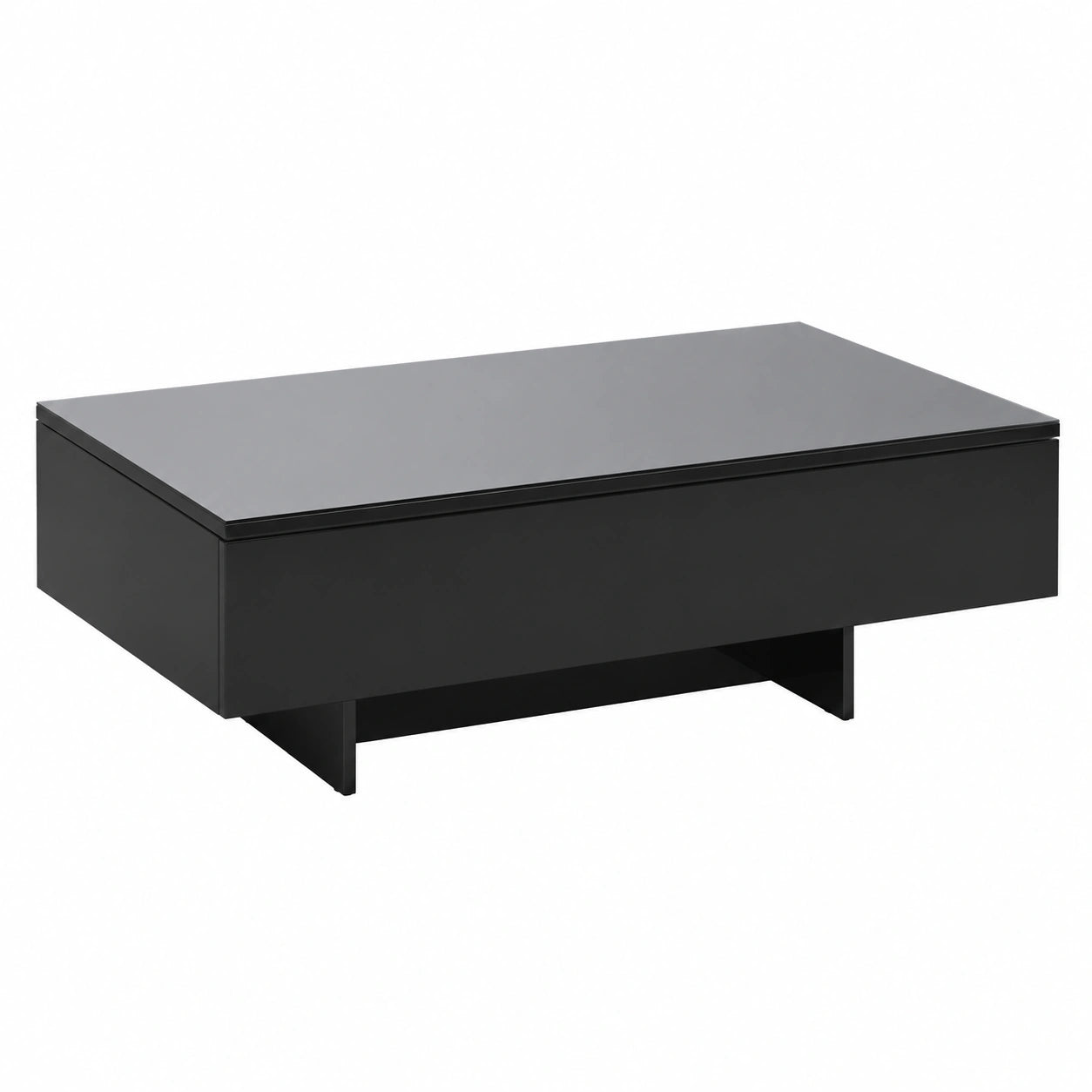 Tavolino da Caffè Moderno Nero Lucido in MDF per Soggiorno, Design Italiano 85x55x31 cm