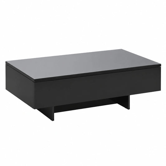 Tavolino da Caffè Moderno Nero Lucido in MDF per Soggiorno, Design Italiano 85x55x31 cm