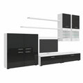 Arredo Soggiorno Moderno con LED, 300x189x42 cm, Bianco/Nero