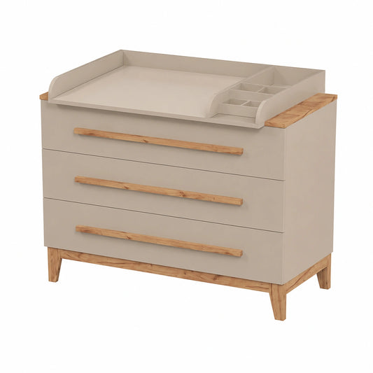 Fasciatoio Malia con 3 Cassetti e Top Rimovibile, Colore Cashmere