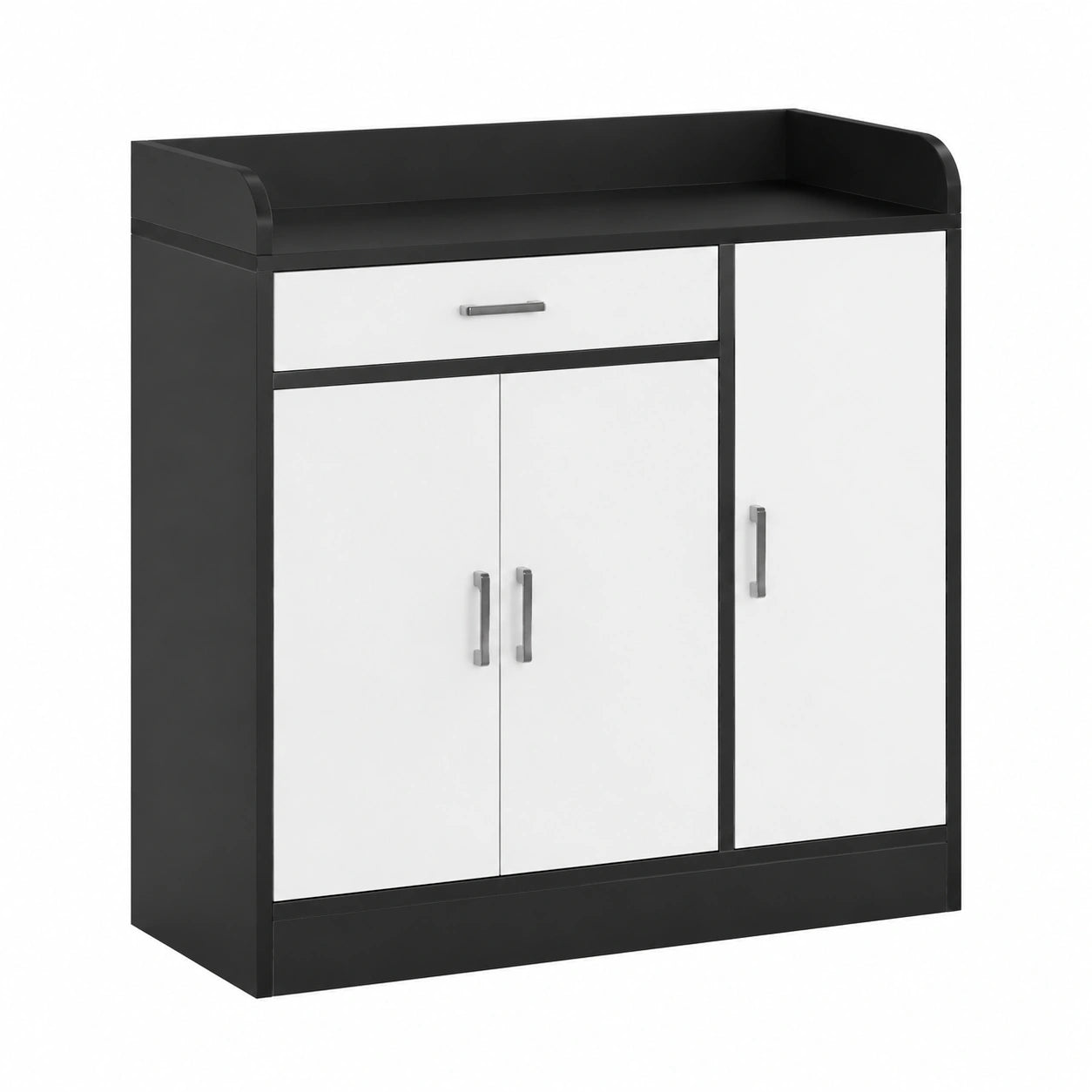 Credenza Cucina Moderna con Armadietti e Ripiani, 90x40x90 cm, Bianco/Nero