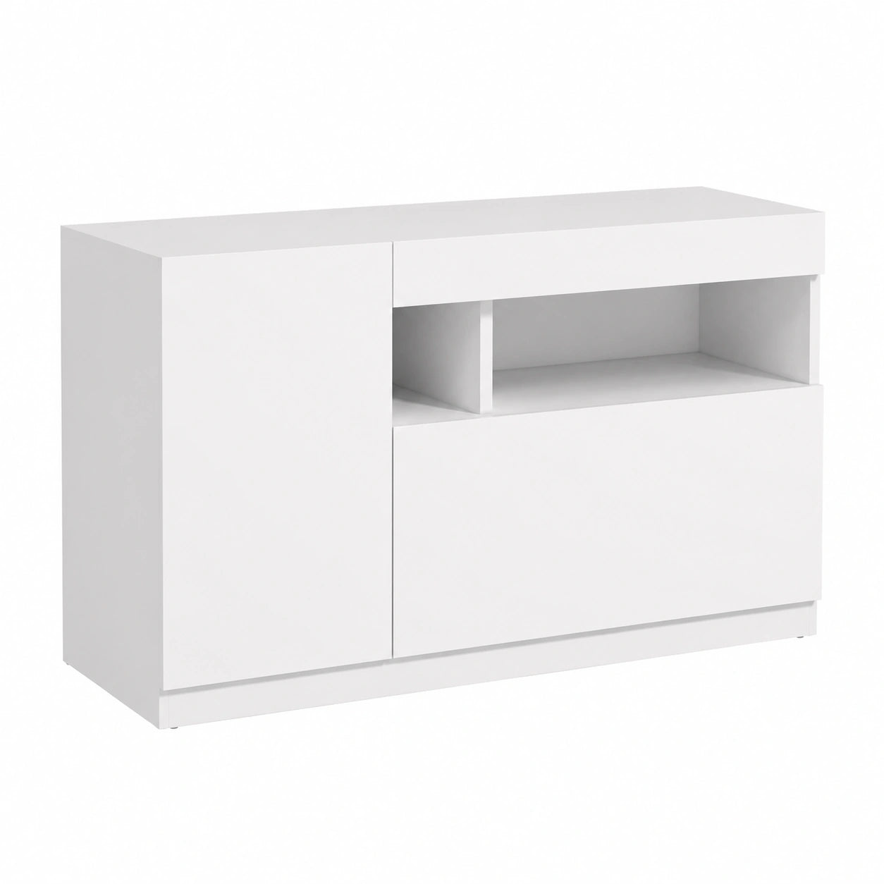 HOMCOM Mobile Credenza con Scaffali e Armadietti, Bianco