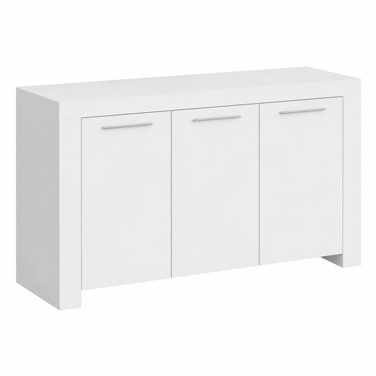 Dmora - Mobile da soggiorno moderno, porta TV e credenza, 3 ante, bianco, 144x42x80 cm